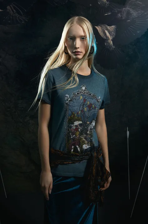 Bavlnené tričko dámske z kolekcie The Witcher tyrkysová farba