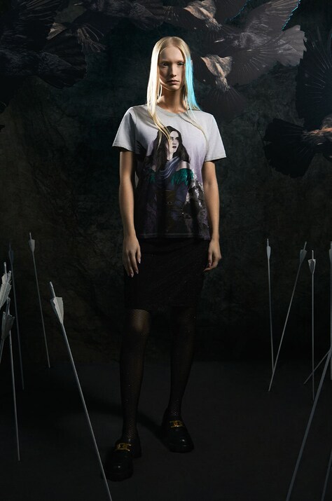 T-shirt bawełniany damski z kolekcji The Witcher x Medicine kolor szary