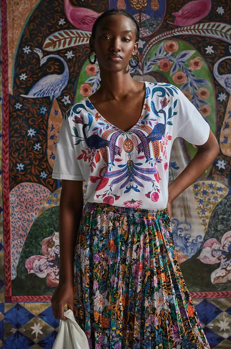 T-shirt bawełniany damski z kolekcji Medicine x Veronika Blyzniuchenko kolor biały