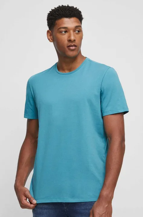 Bavlnené tričko tyrkysová farba