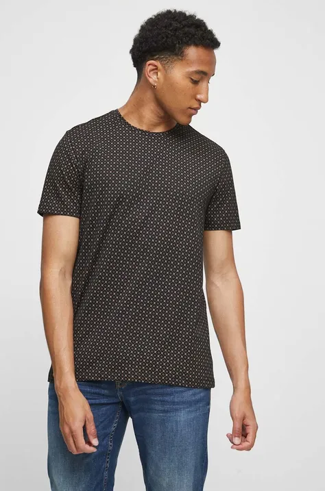 T-shirt bawełniany męski wzorzysty kolor czarny
