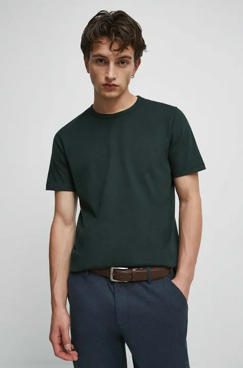 T-shirt męski bawełniany gładki kolor zielony
