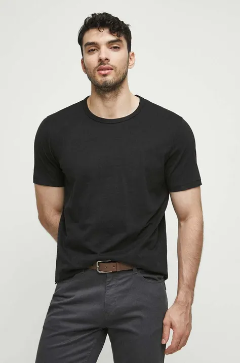 T-shirt męski bawełniany gładki kolor czarny
