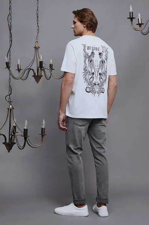 T-shirt bawełniany męski z kolekcji Zamkowe Legendy kolor biały