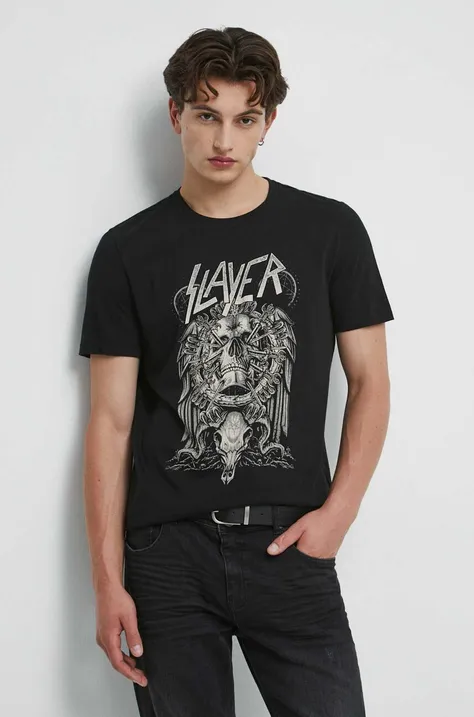 T-shirt bawełniany męski Slayer kolor czarny