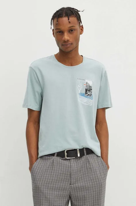 Bavlněné tričko tyrkysová barva
