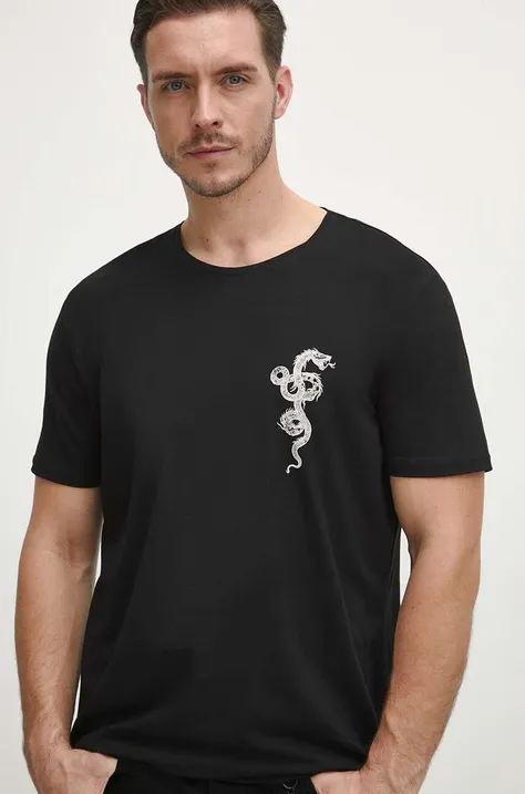 Bombažna kratka majica Medicine moška, črna barva
