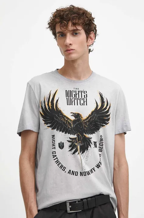 T-shirt bawełniany męski The Night's Watch kolor szary