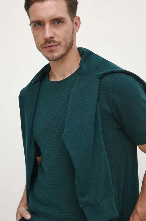 Bavlnené tričko Medicine pánsky, zelená farba, jednofarebný