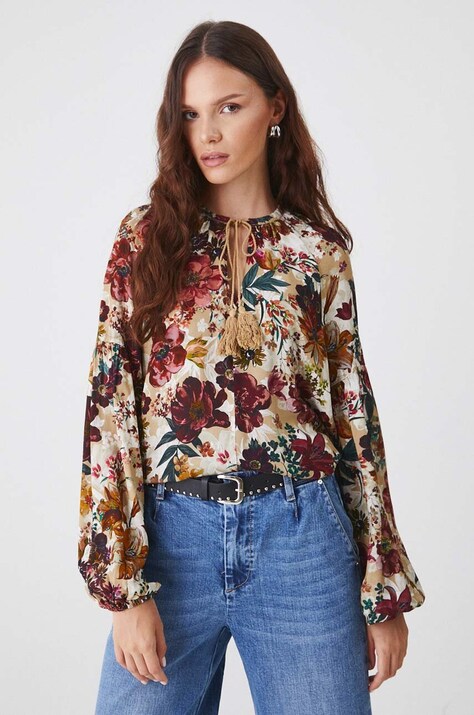 Halenka dámská regular, se vzorem tyrkysová barva