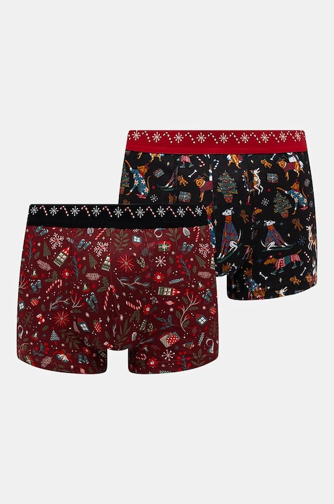 Bokserki bawełniane męskie z domieszką elastanu świąteczne (2-pack) kolor multicolor