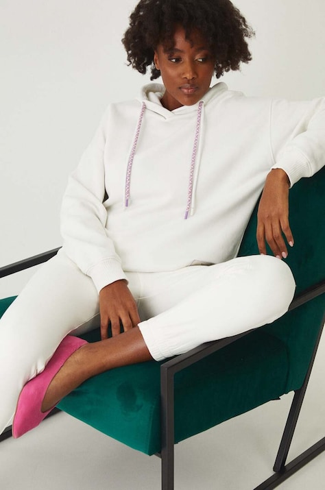 Bluza damska z kapturem kolor beżowy