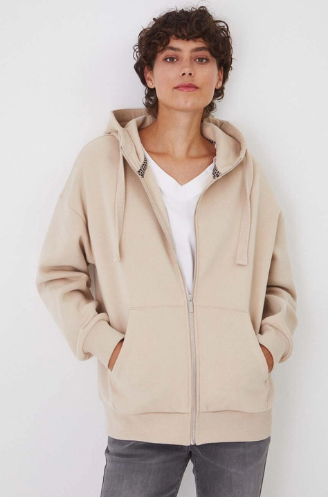 Medicine felpa donna colore beige con cappuccio