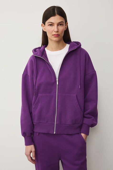 Medicine bluza damska kolor beżowy z kapturem wzorzysta