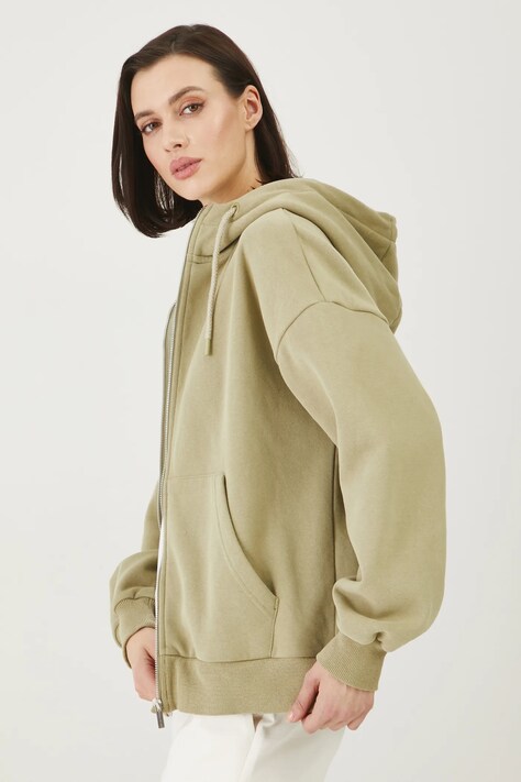 Medicine bluza femei, culoarea verde, cu glugă, neted