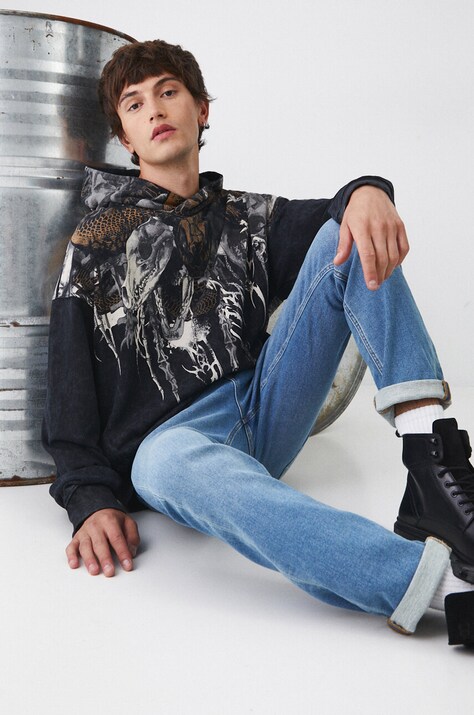 Кофта Medicine мужская цвет чёрный с капюшоном с принтом