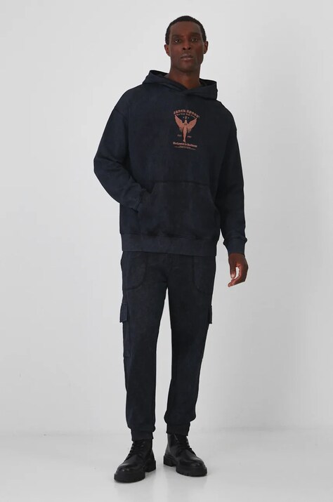 Кофта Medicine чоловіча колір чорний з капюшоном з принтом