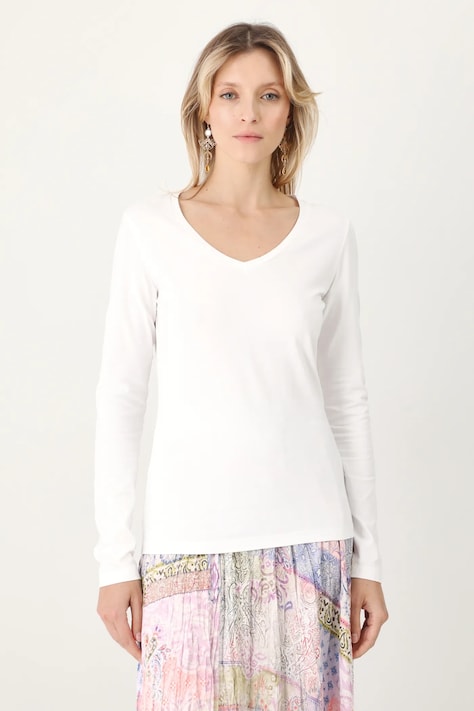 Longsleeve bawełniany damski z domieszką elastanu kolor biały