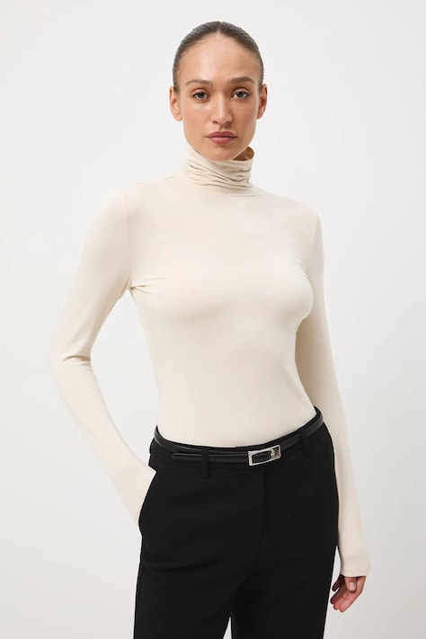 Medicine longsleeve culoarea bej, cu guler