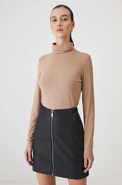 Medicine longsleeve culoarea bej, cu guler
