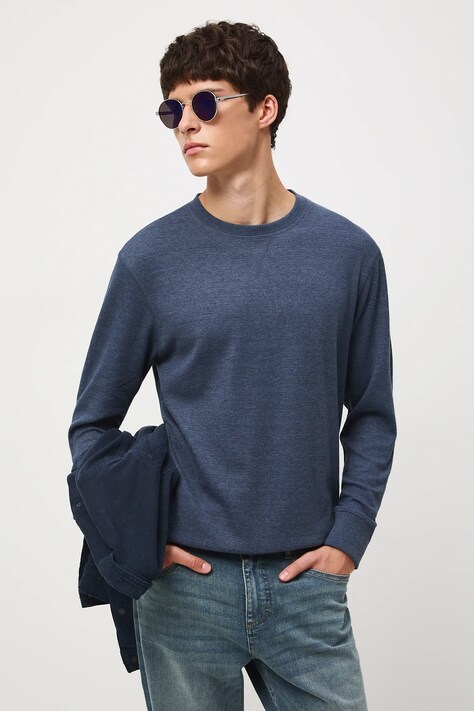 Medicine longsleeve męski kolor granatowy gładki