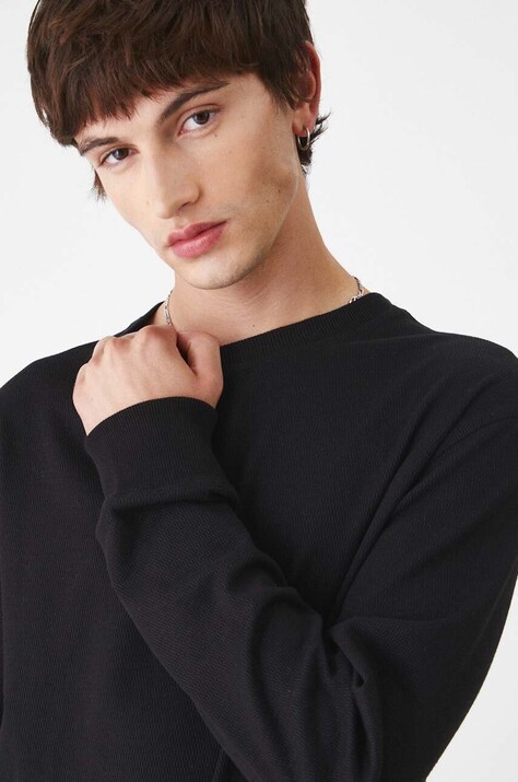 Longsleeve męski z fakturą kolor czarny