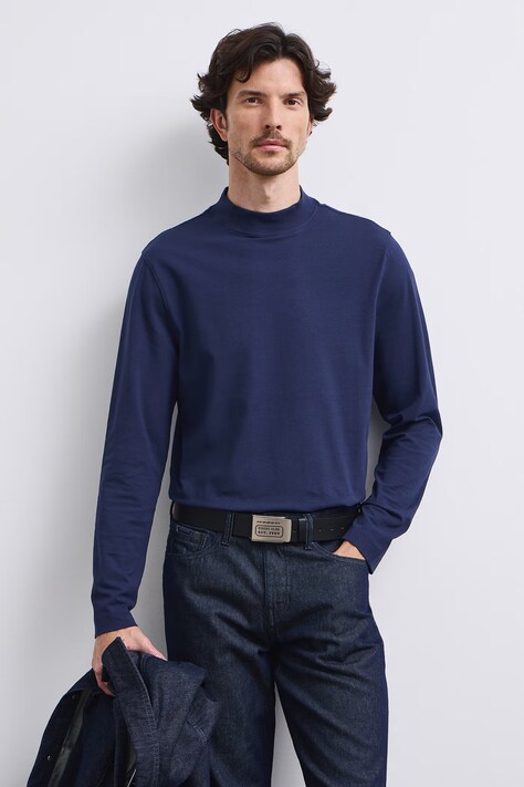 Medicine longsleeve culoarea albastru marin, neted