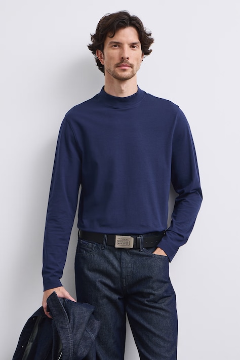 Medicine longsleeve culoarea albastru marin, neted