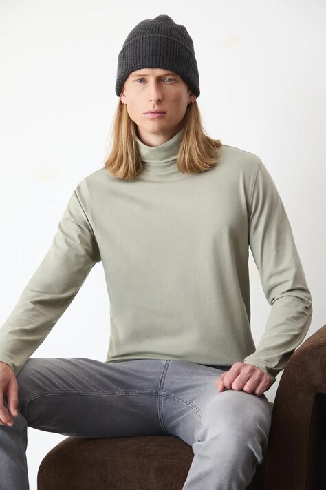 Medicine longsleeve męski kolor zielony gładki