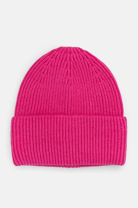 Czapka damska beanie prążkowana  kolor różowy
