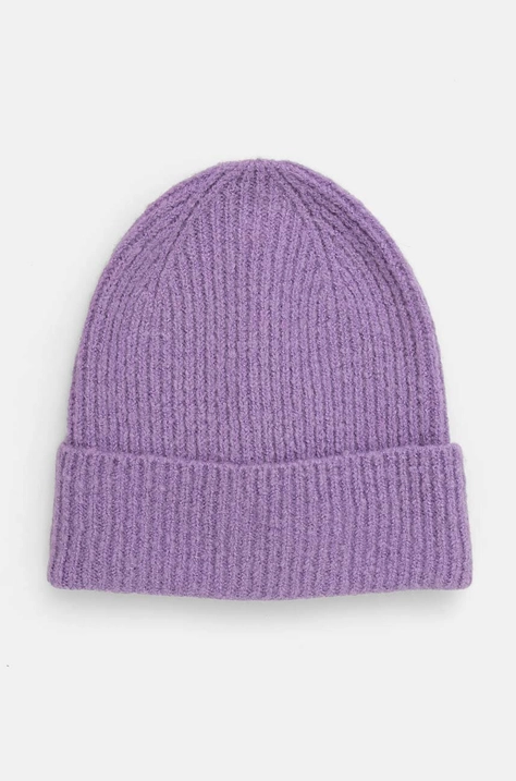 Czapka damska beanie prążkowana  kolor fioletowy