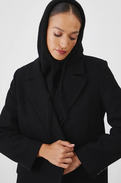 Kominiarka z domieszką wełny damska melanżowa kolor czarny