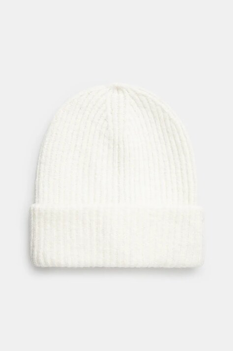 Czapka damska beanie prążkowana kolor beżowy