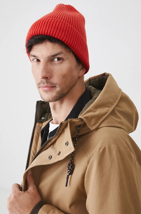 Czapka męska beanie prążkowana  kolor czerwony
