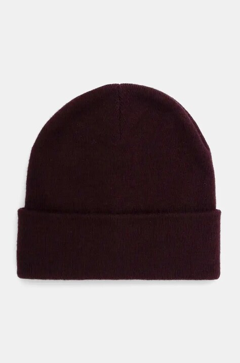 Czapka z domieszką wełny męska beanie kolor bordowy