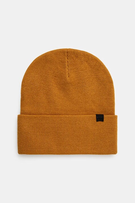Čepice pánská beanie, s viskózou žlutá barva