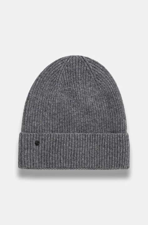 Czapka wełniana męska beanie prążkowana  kolor szary