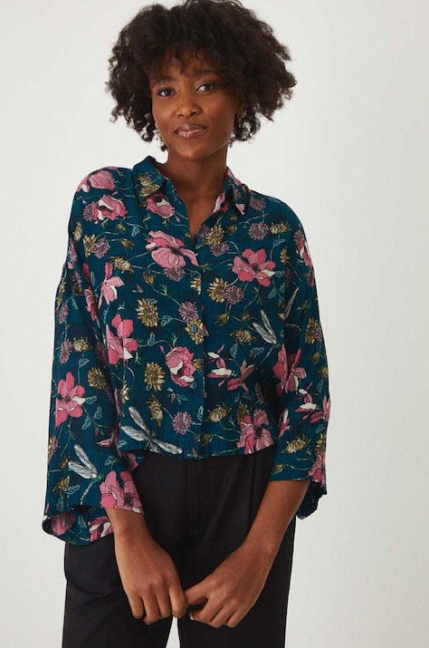 Koszula damska oversize wzorzysta kolor multicolor