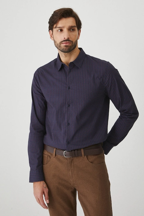 Medicine koszula męska kolor granatowy slim z kołnierzykiem klasycznym