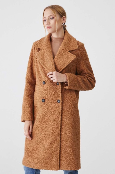 Палто Medicine в бежово преходен модел с двуредно закопчаване