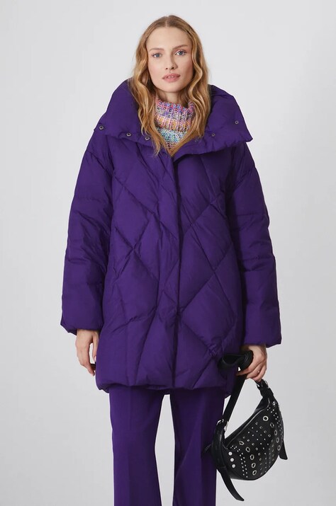 Пухова куртка Medicine жіноча колір фіолетовий зимова oversize