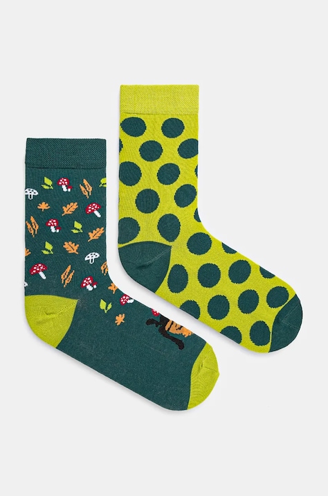 Skarpetki bawełniane damskie z jesiennym motywem (2-pack) kolor multicolor