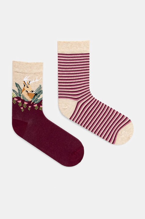 Skarpetki bawełniane damskie wzorzyste (2-pack) kolor multicolor