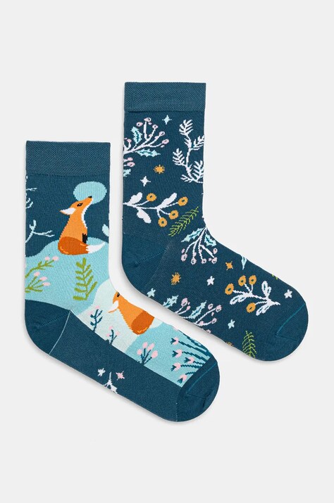 Skarpetki bawełniane damskie wzorzyste (2-pack) kolor multicolor