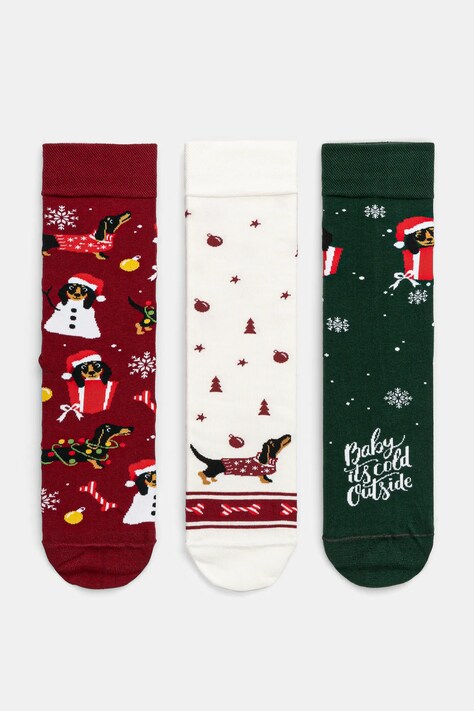 Skarpetki bawełniane damskie świąteczne (3-pack) kolor multicolor