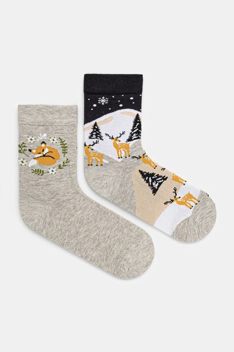 Skarpetki bawełniane damskie wzorzyste (2-pack) kolor multicolor