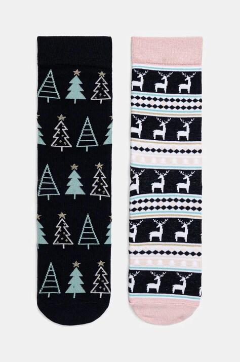 Skarpetki bawełniane damskie świąteczne (2-pack) kolor multicolor