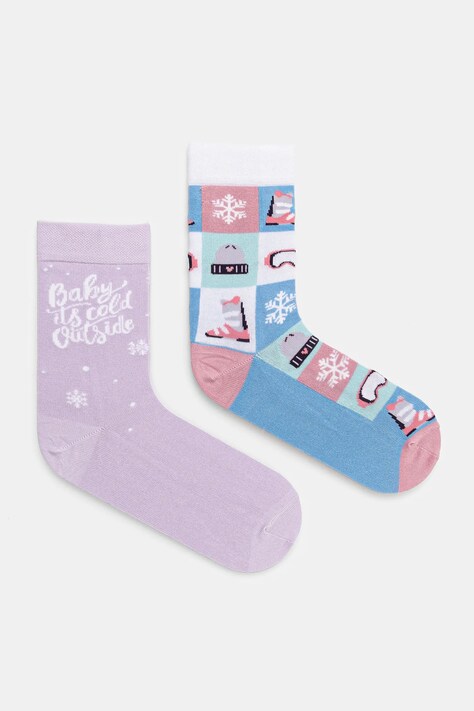 Skarpetki bawełniane damskie świąteczne (2-pack) kolor multicolor