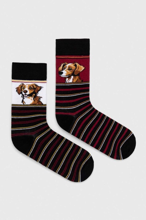 Skarpetki bawełniane męskie wzorzyste w psy (2-pack) kolor multicolor
