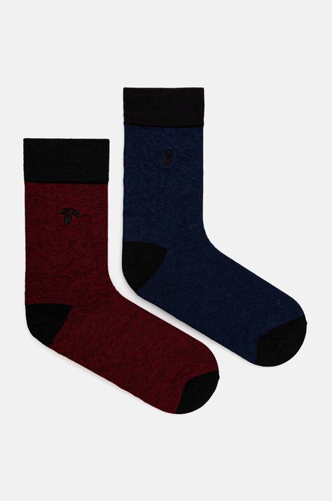 Skarpetki bawełniane męskie z ozdobnym haftem z motywem roślinnym i zwierzęcym (2-pack) kolor multicolor